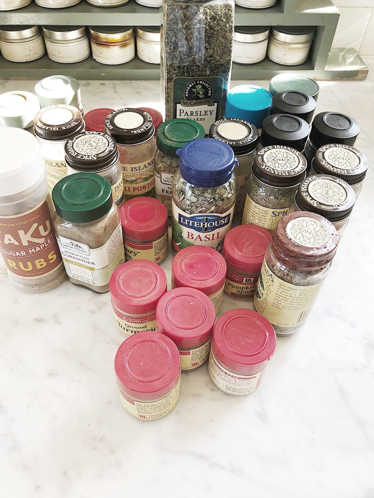 organizing your spice jars and checking expiration dates