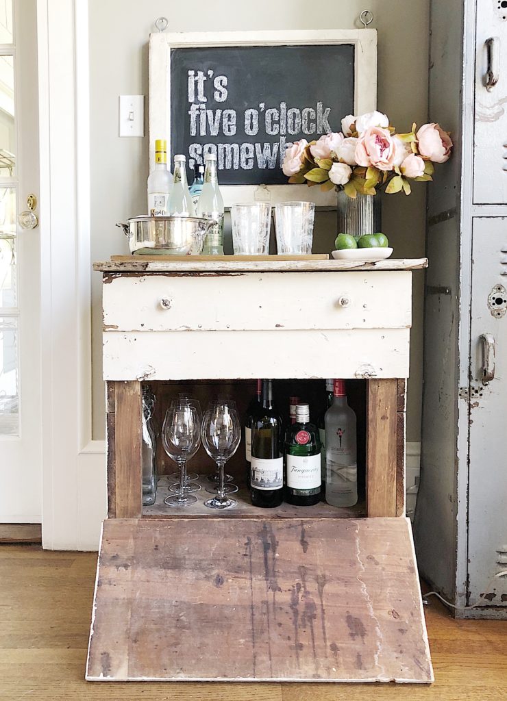 Styling a Farmhouse style bar cart.