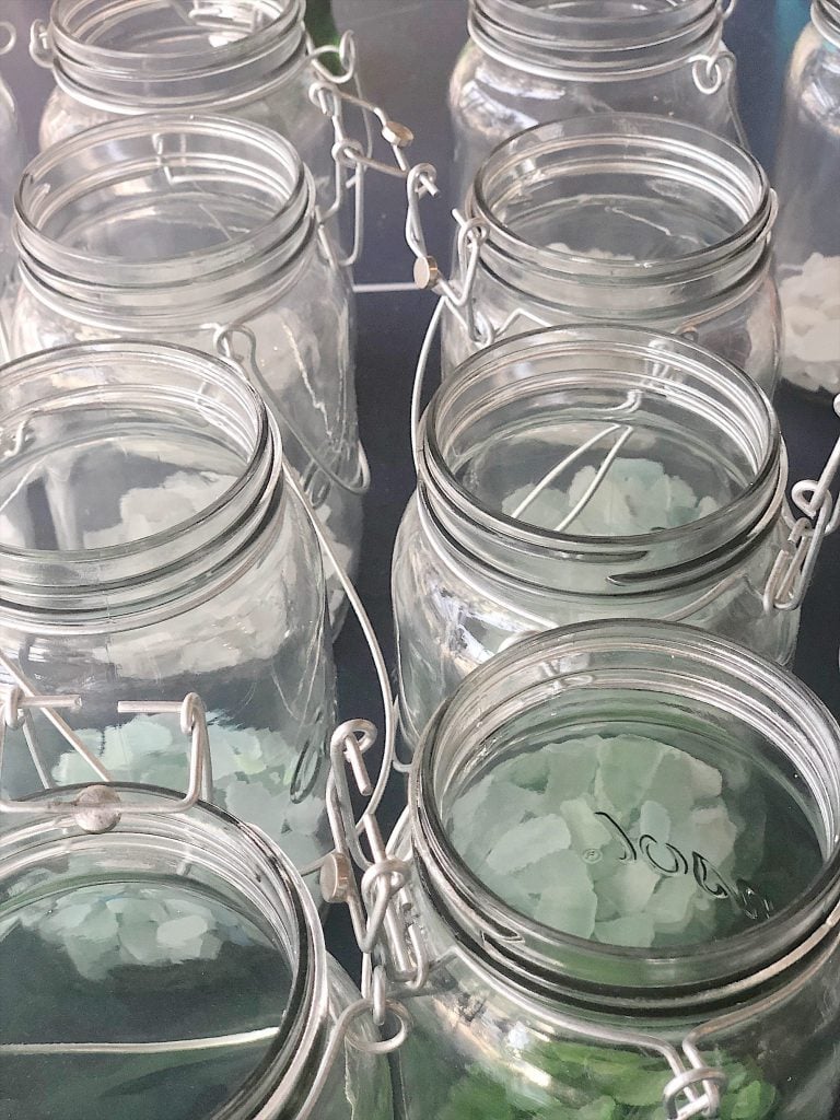 Solar ball jars with sea glass 2