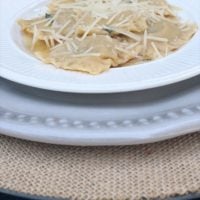 Pumpkin ravioli with Sage Brown Butter Sauce.