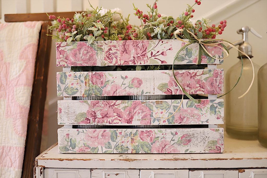 pink flower crate