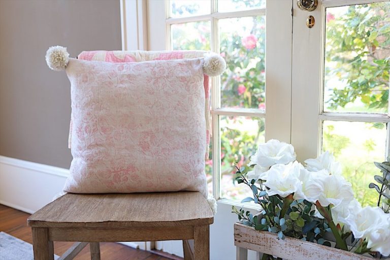 Pink Painted Fabric Pillow