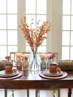 Easter Table Decor faux flowers