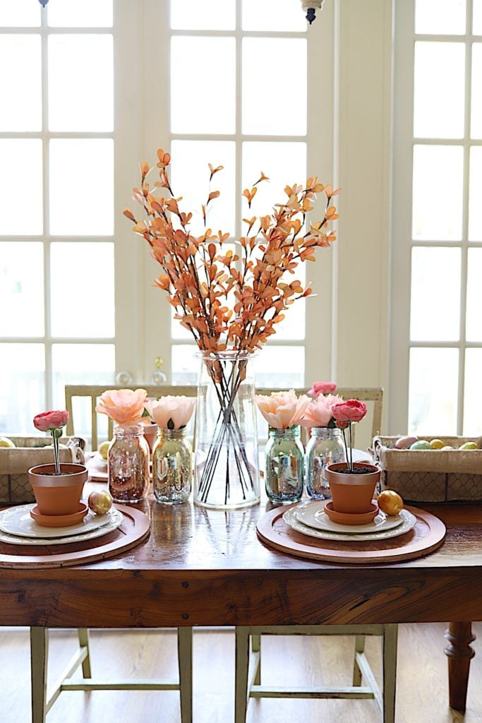 Easter Table Decor faux flowers
