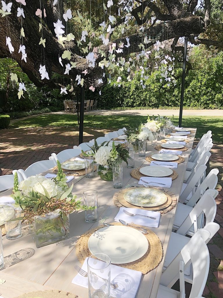How to Plan a Bridal Shower hanging butterfiles