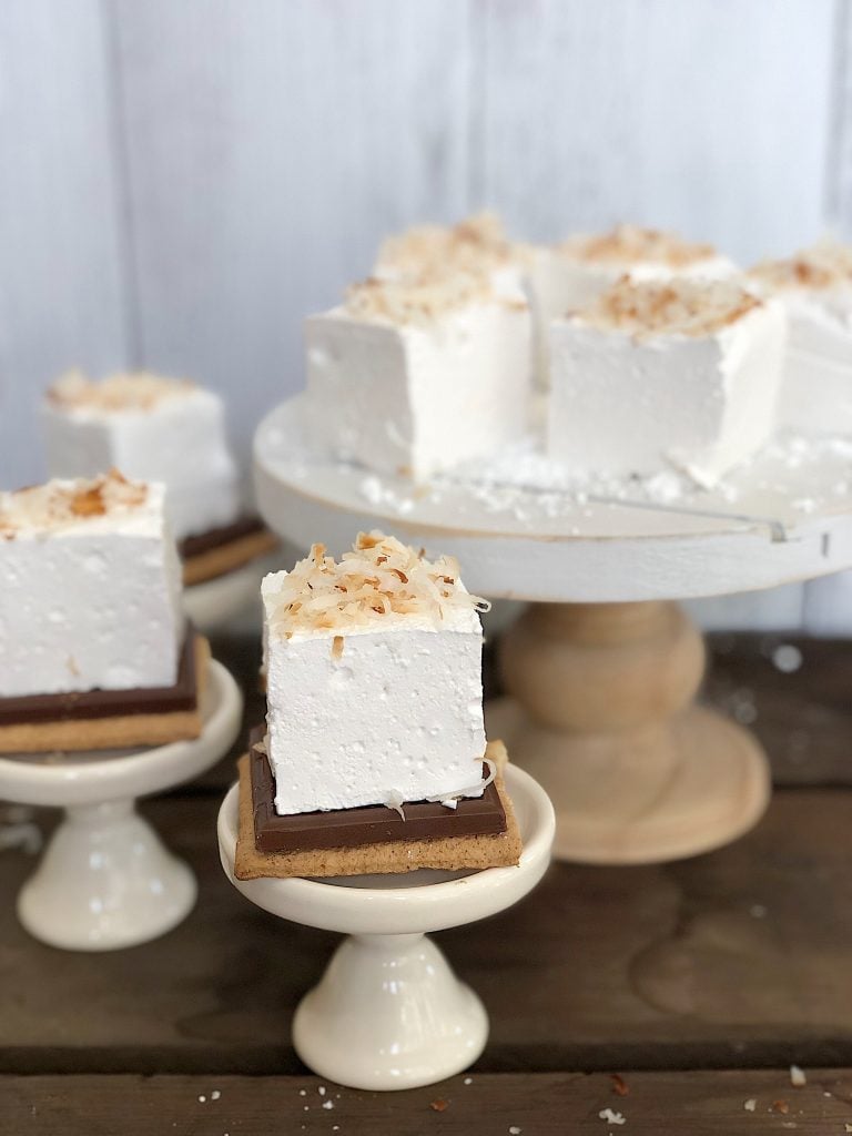 Homemade Marshmallow S’mores with Toasted Coconut
