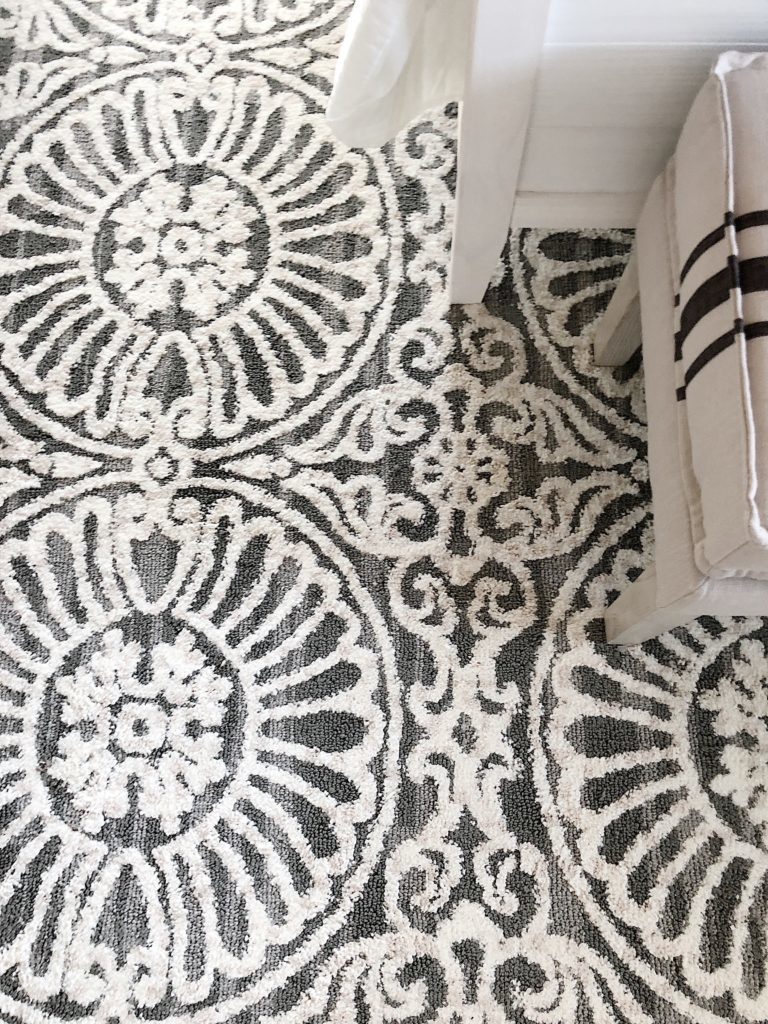 grey and white rug