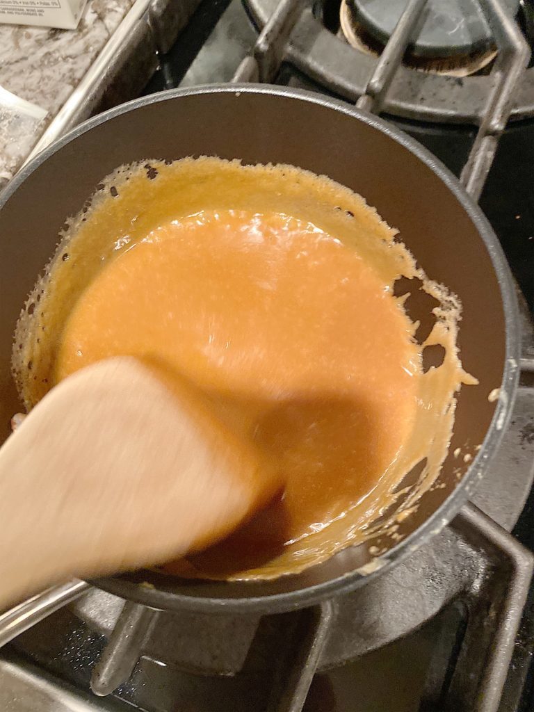 salted caramel sauce on the stove top