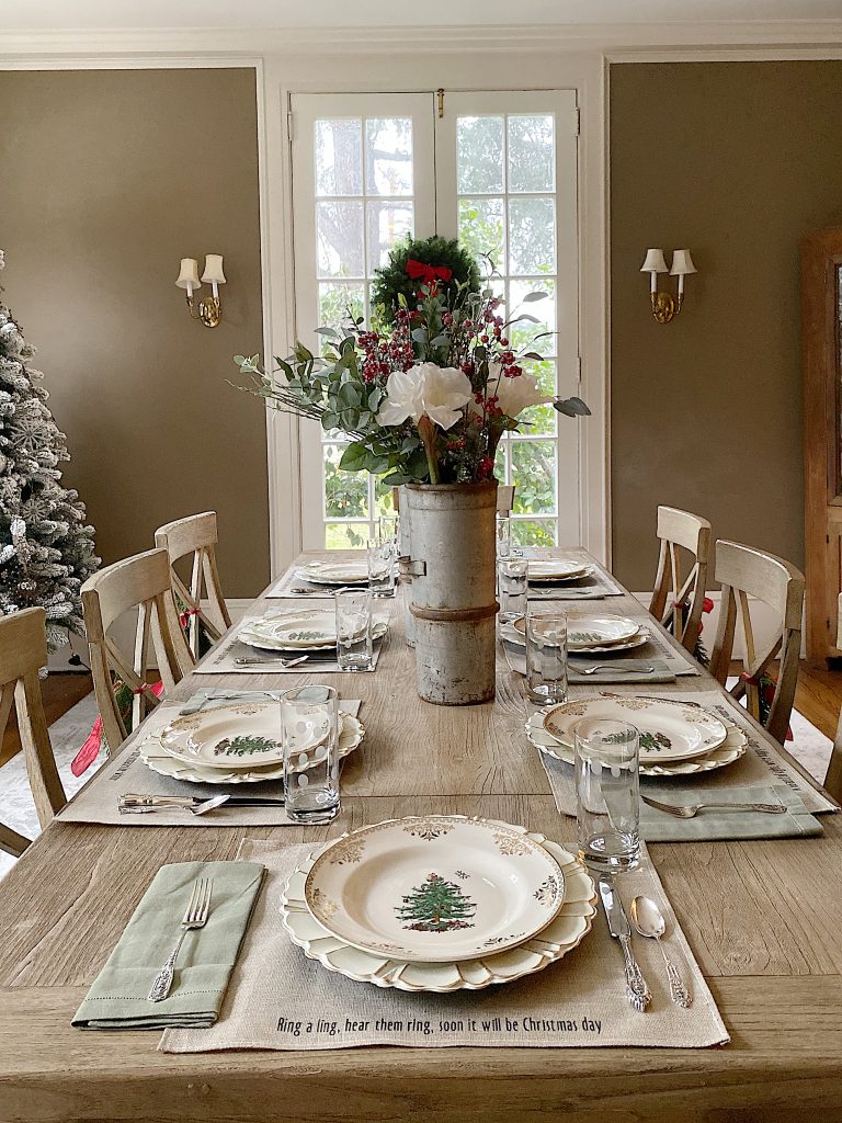 setting the table in the dining room