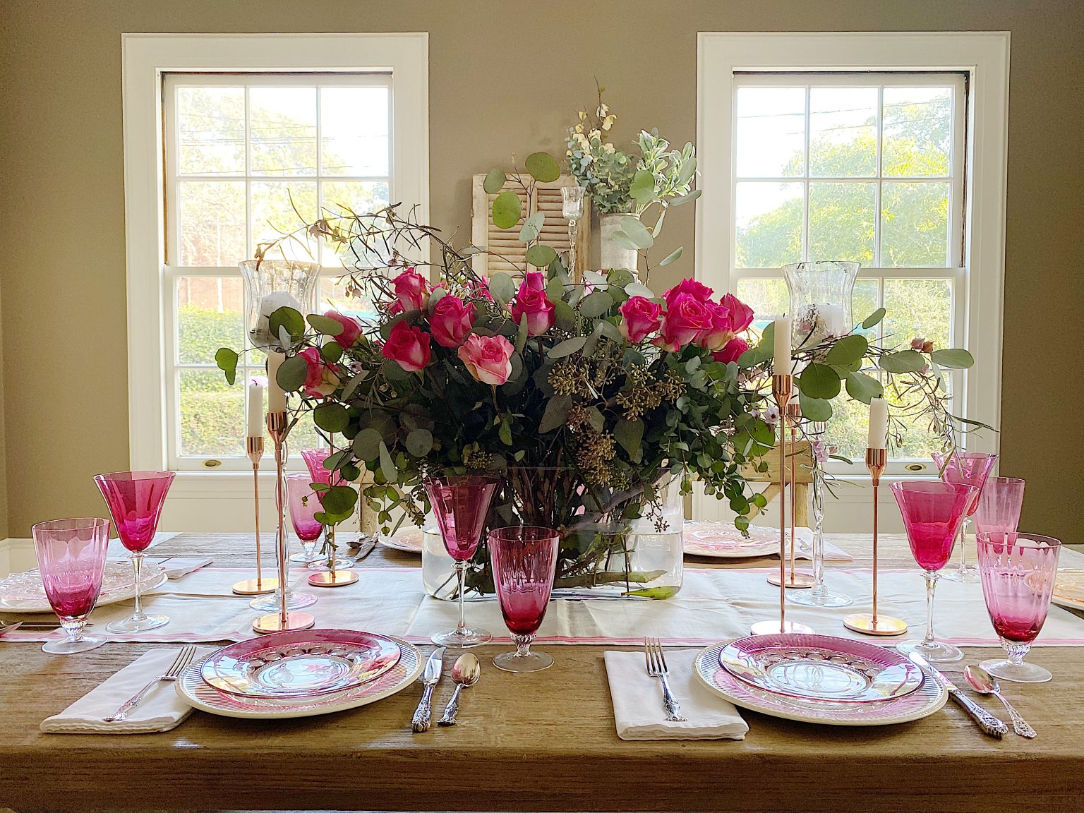 table setting for Valentine's Day