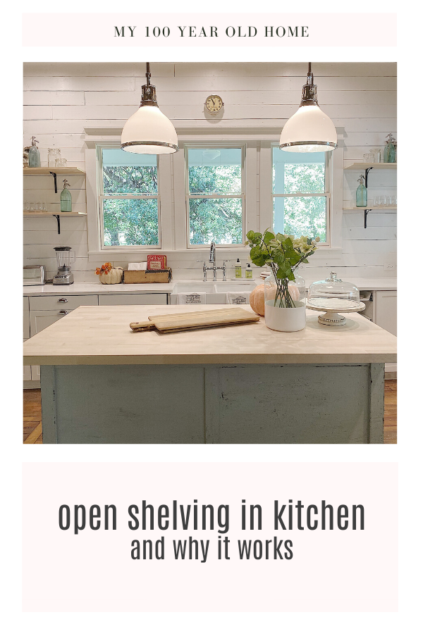 open shelving in kitchen