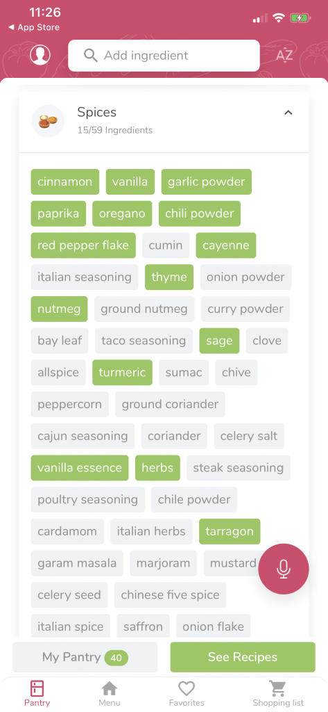 find recipes by ingredient list