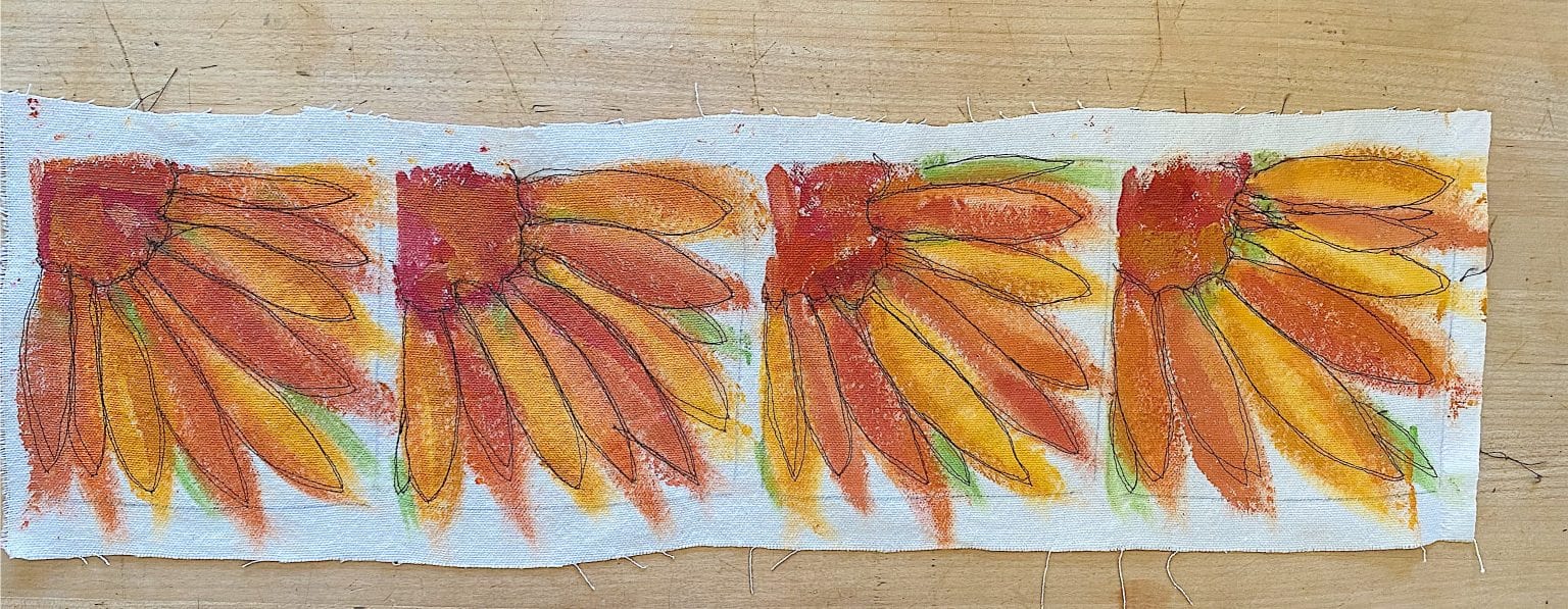 Painted Flowers Stitched