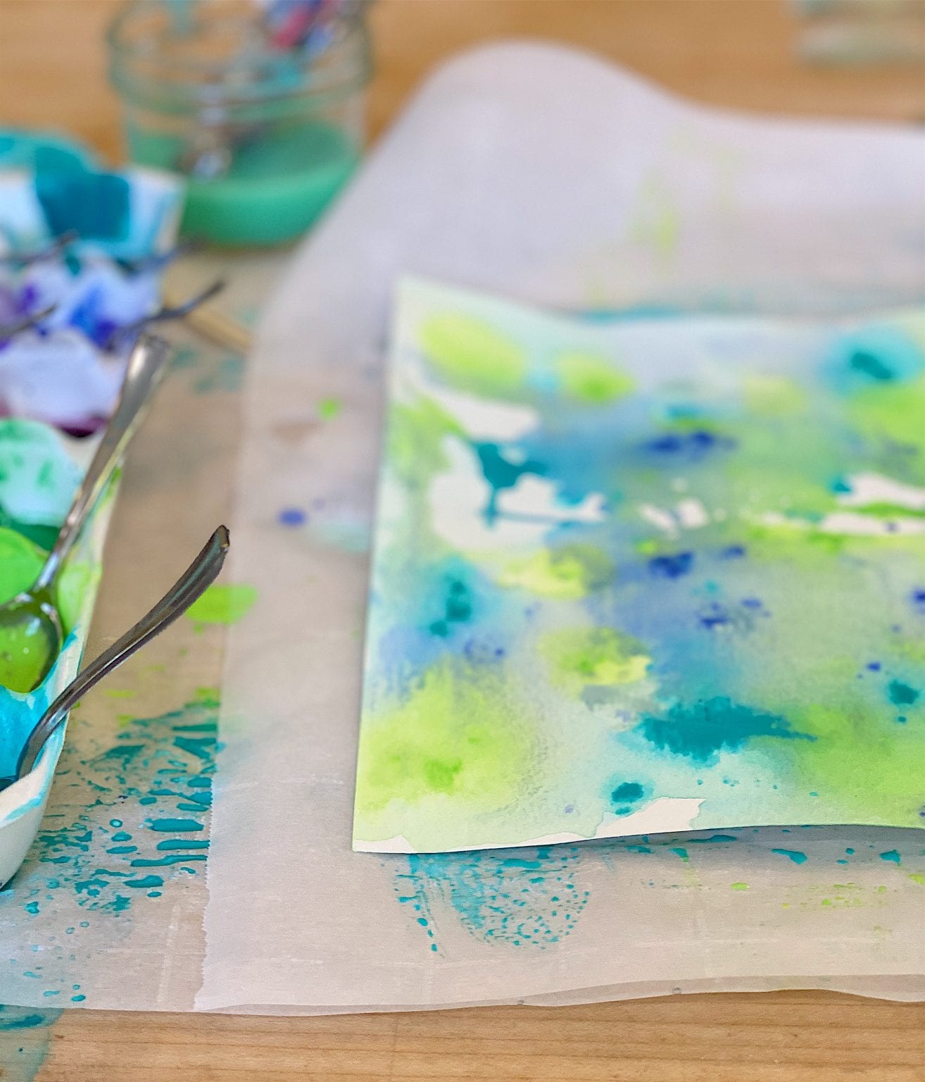 Watercolor Paper Painted with Paint