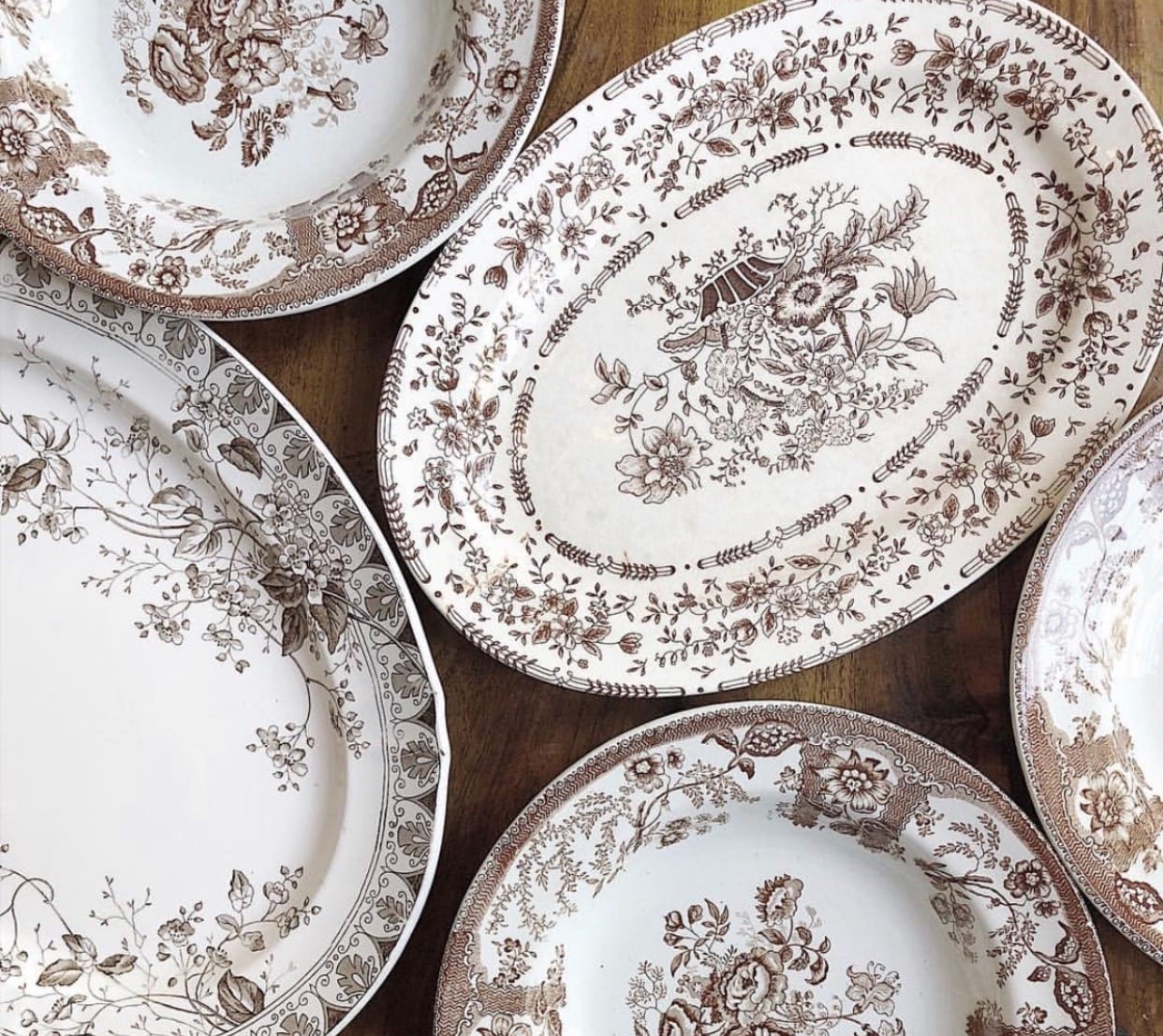 English Pottery Black & White Pheasant Plates