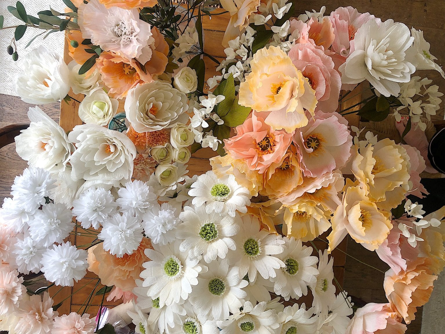 paper flowers for the rehearsal dinner