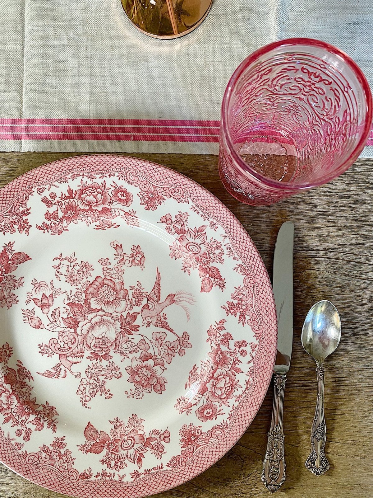 Spring Table with Pink Transferware