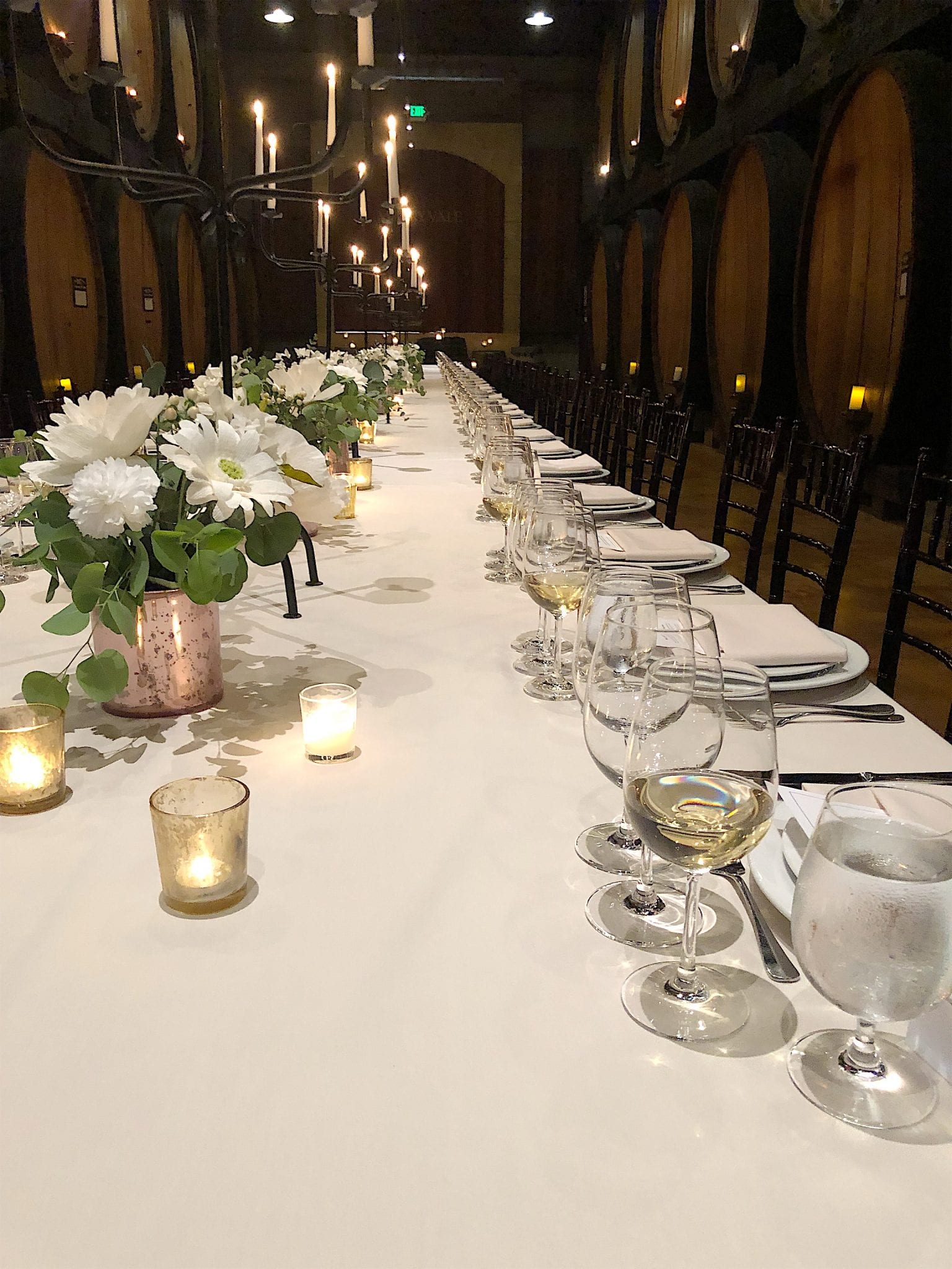table in the barrel room