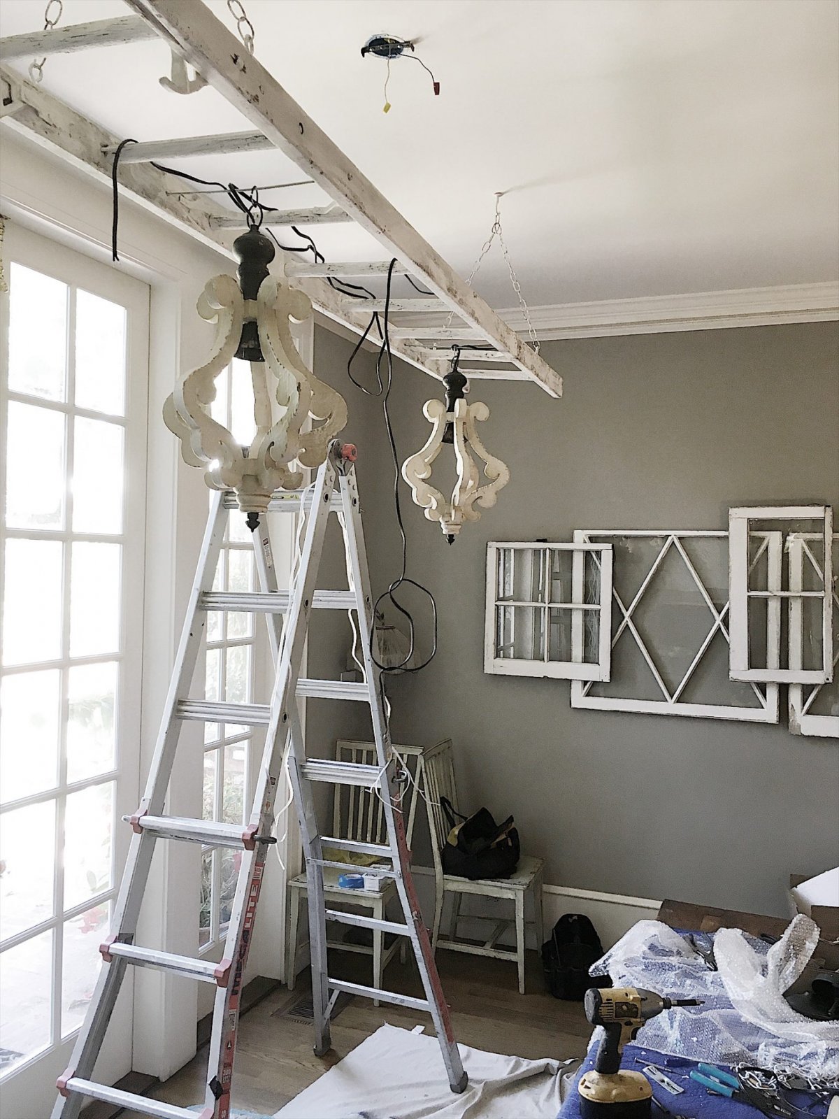 How to Make a Ladder Chandelier
