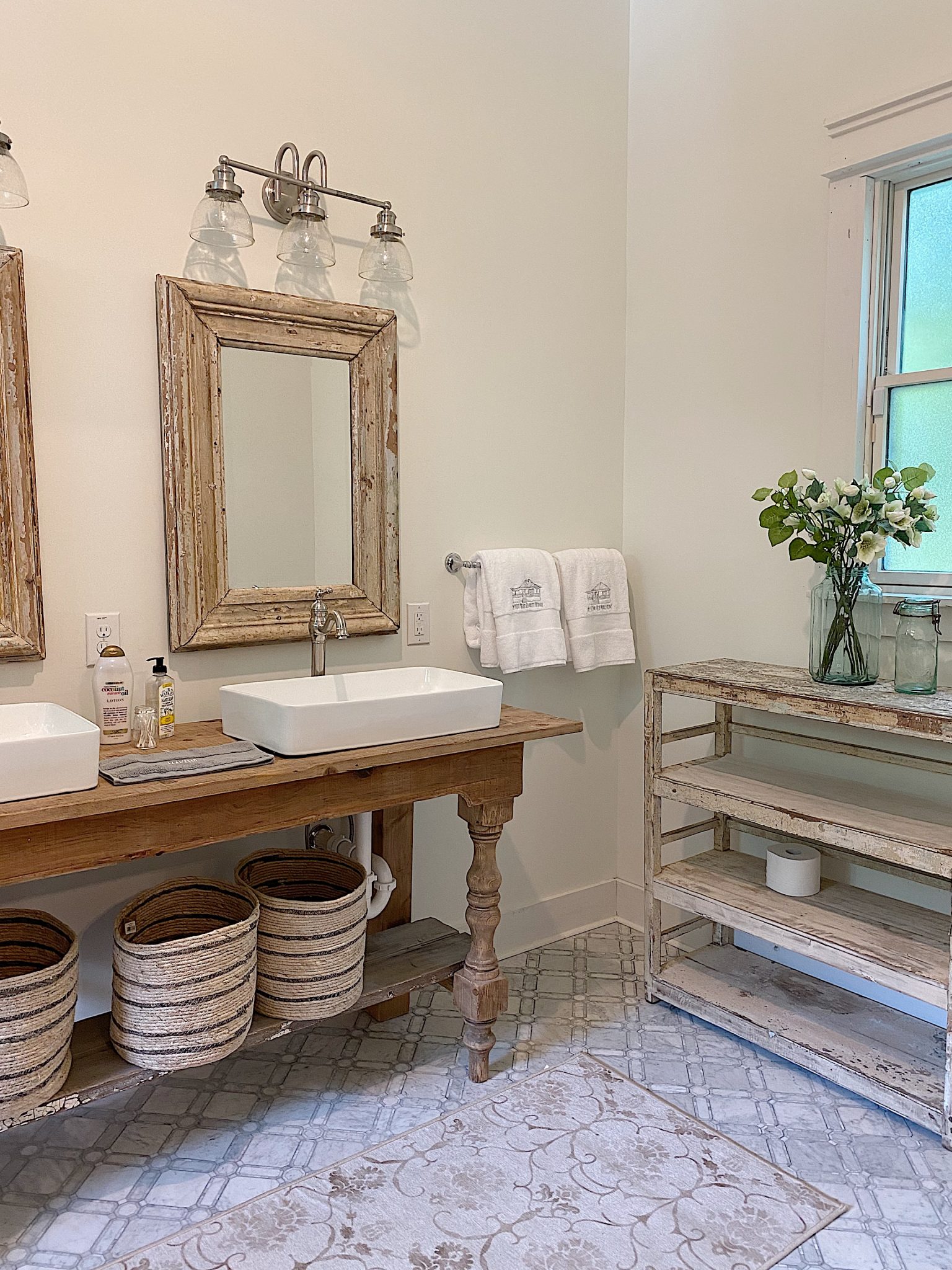 Vintage Bathroom Counter and Shelf