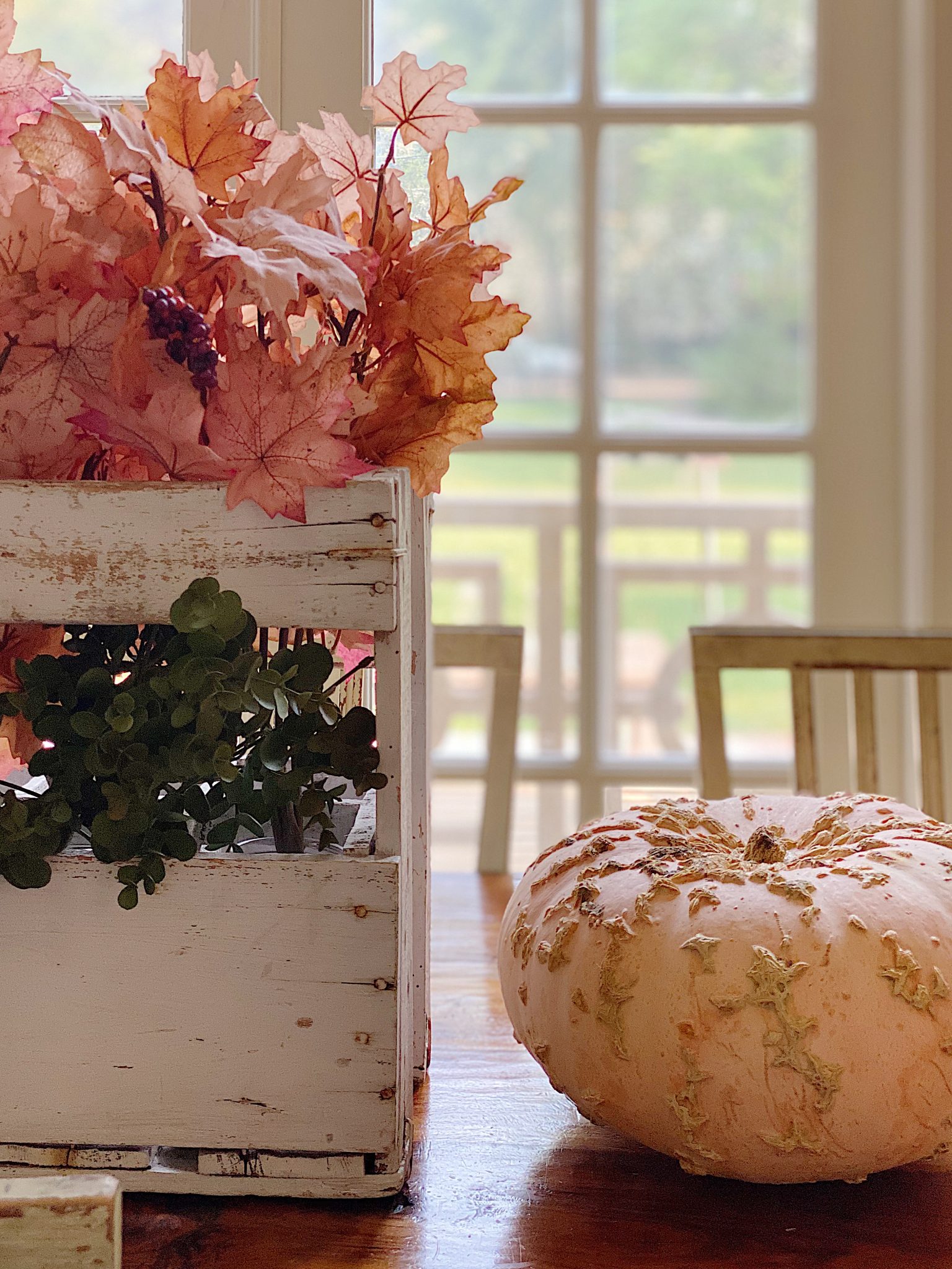Fall Leaves and a Pumpkin