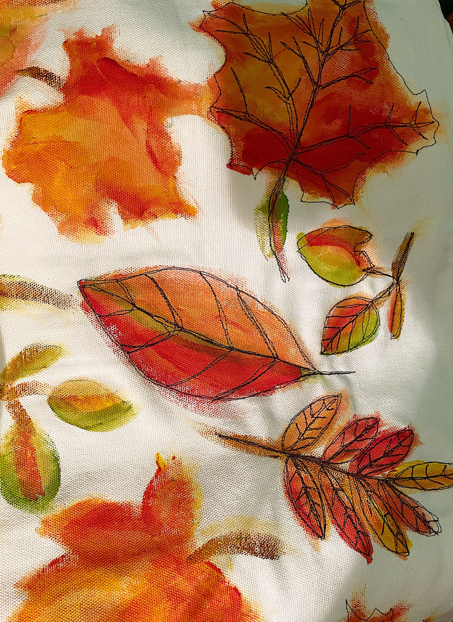 Painted and Stitched Fall Pillow DIY