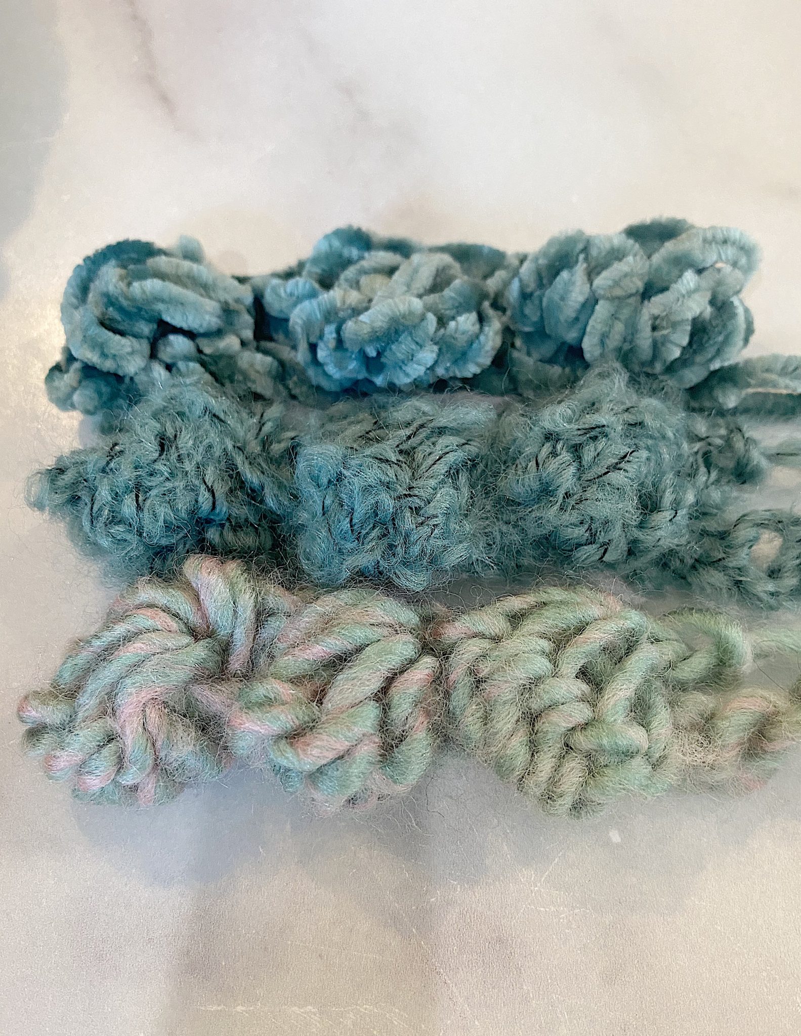 Three Bernat Yarns in a Bobble Stitch