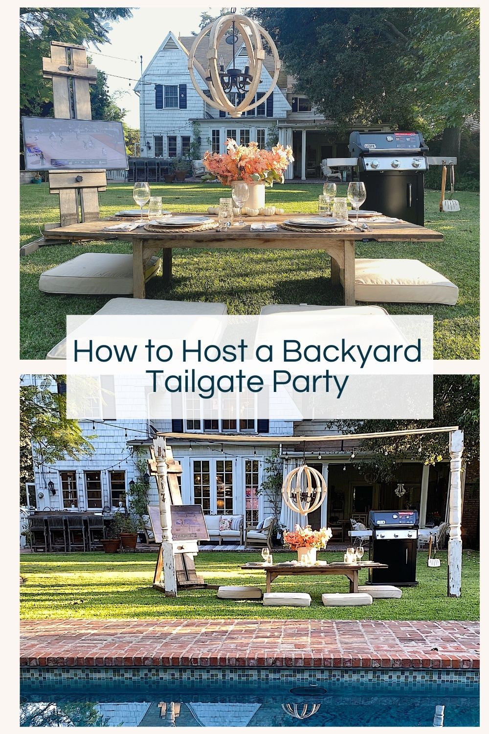 I am so excited to share the backyard tailgate party I created in our back yard. It was the perfect place to watch all of our favorite sports playoff games and enjoy some fabulous grilled food.
