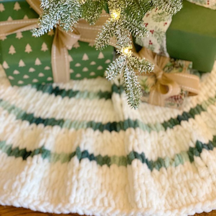 DIY Large Yarn Knitted Tree Skirt - Happily Ever After, Etc.