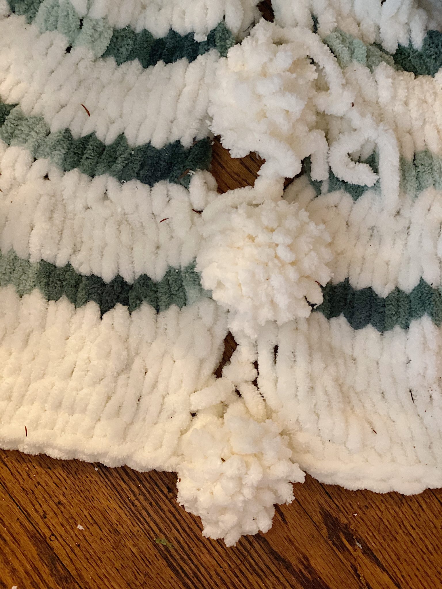 Pom Poms on the Tree Skirt