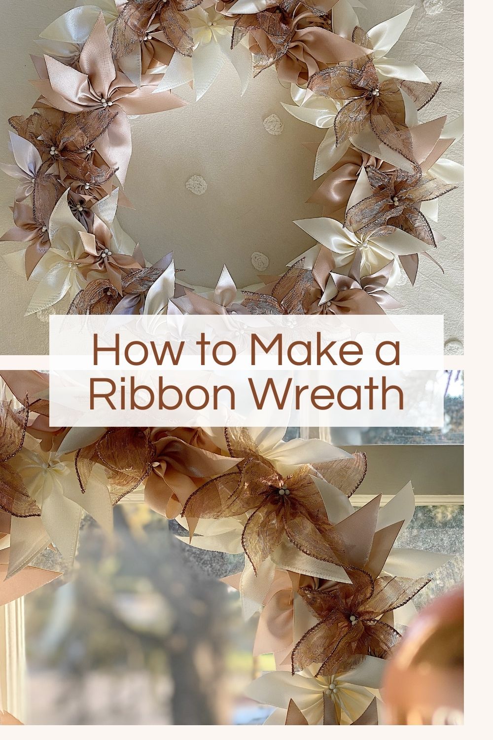 I love my new Christmas wreath and today I am sharing how to make a ribbon wreath. This is a pretty yet easy DIY holiday craft.