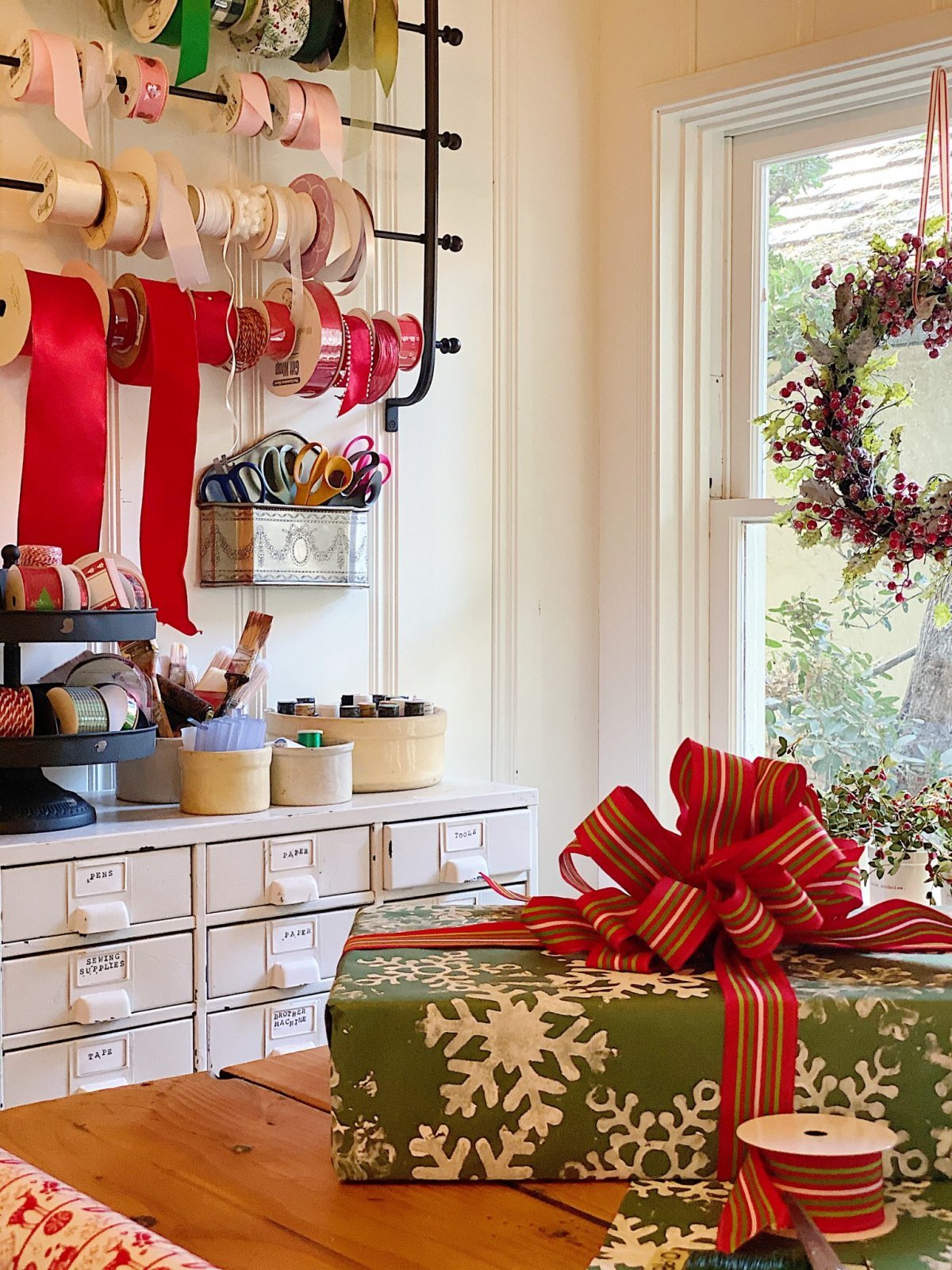 How to Organize Your Gift Wrapping Room - MY 100 YEAR OLD HOME