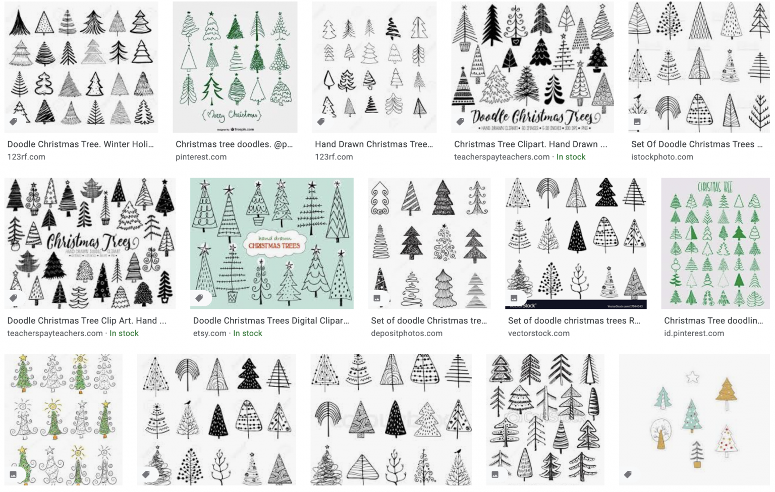 doodle christmas trees
