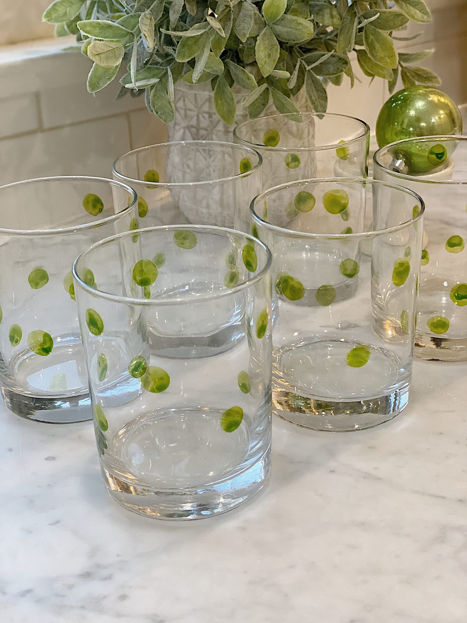 Handpainted Polka Dot Glasses