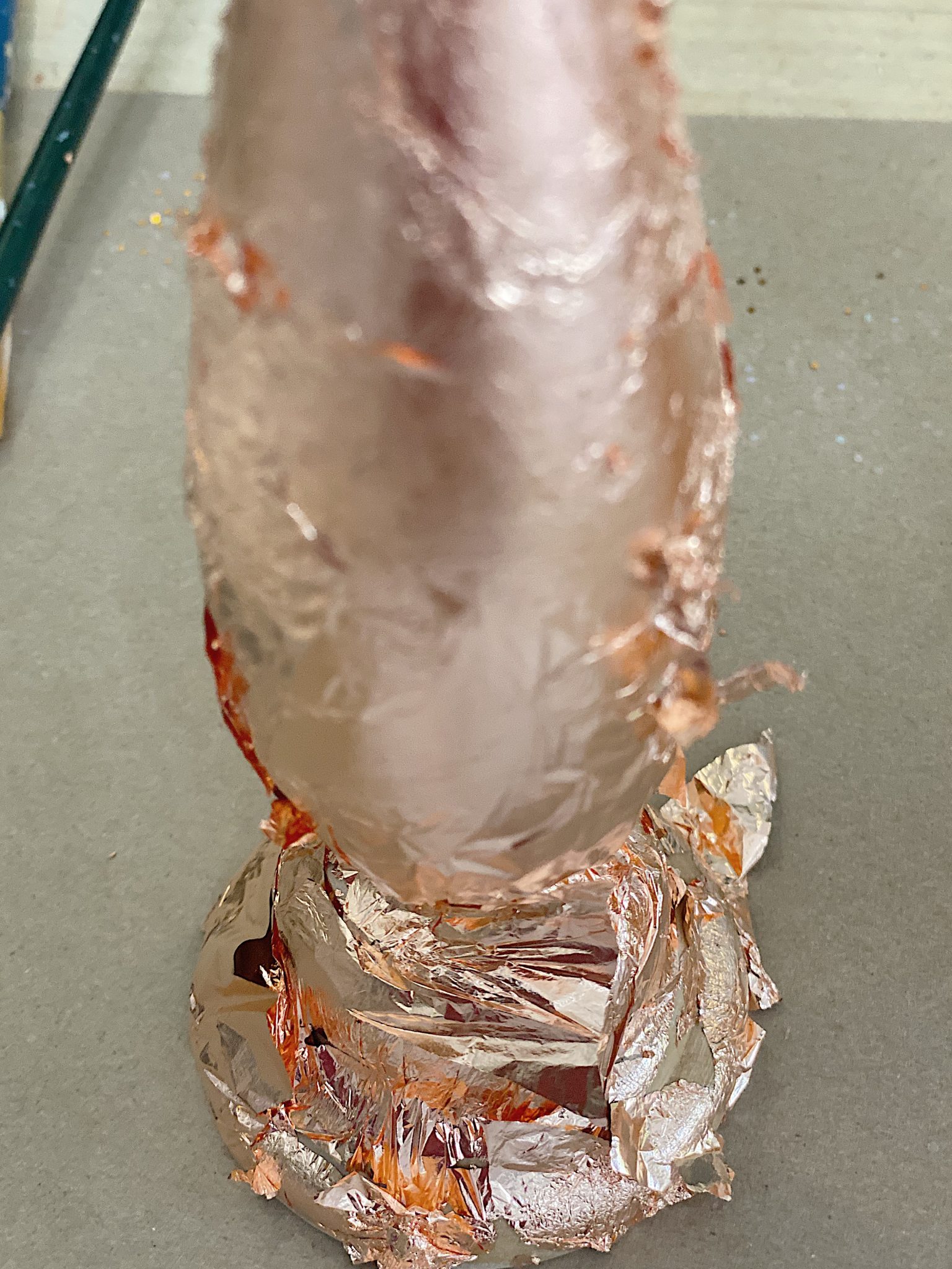 Applying Rose Gold Metal Leaf to Wood Candlesticks