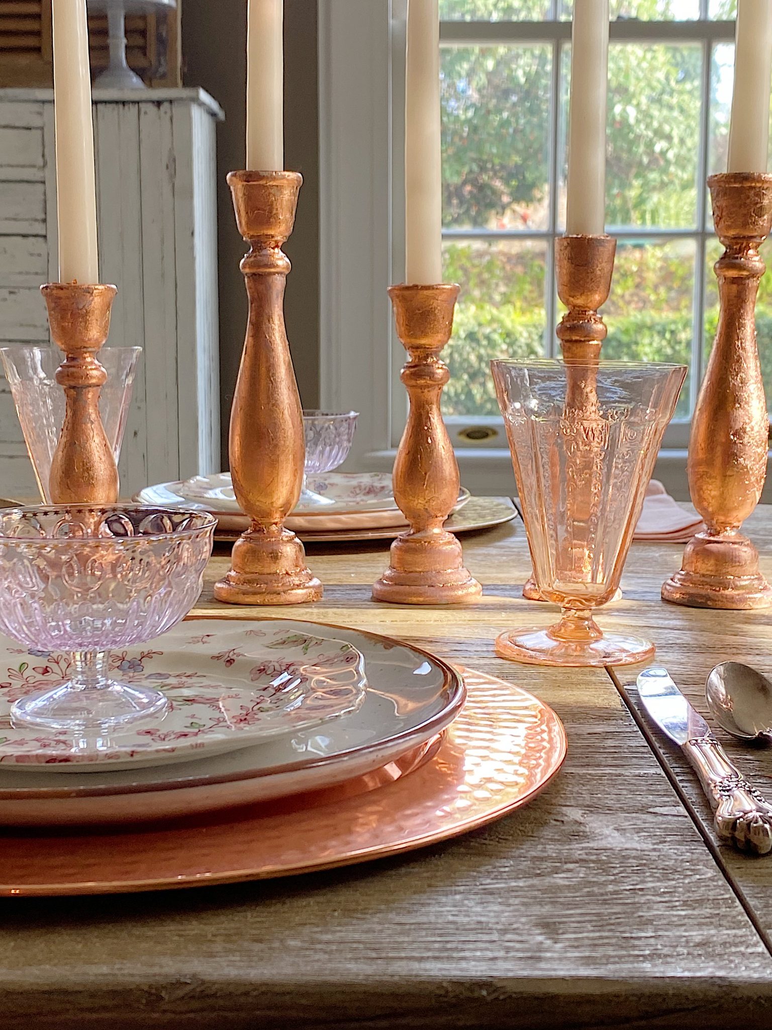 Rose Gold Candlestick Holders DIY MY 100 YEAR OLD HOME
