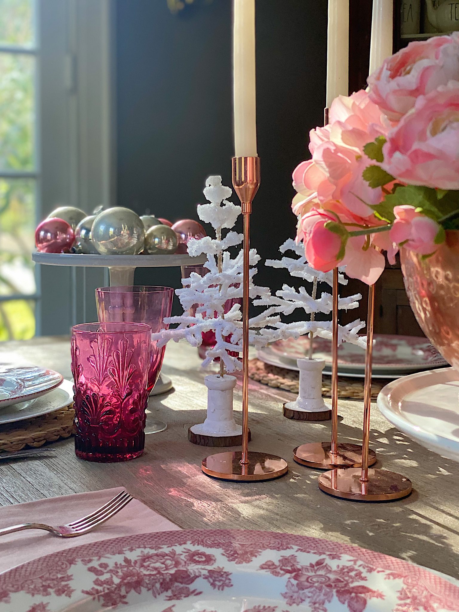 Dining Room Decor Trees and Candles