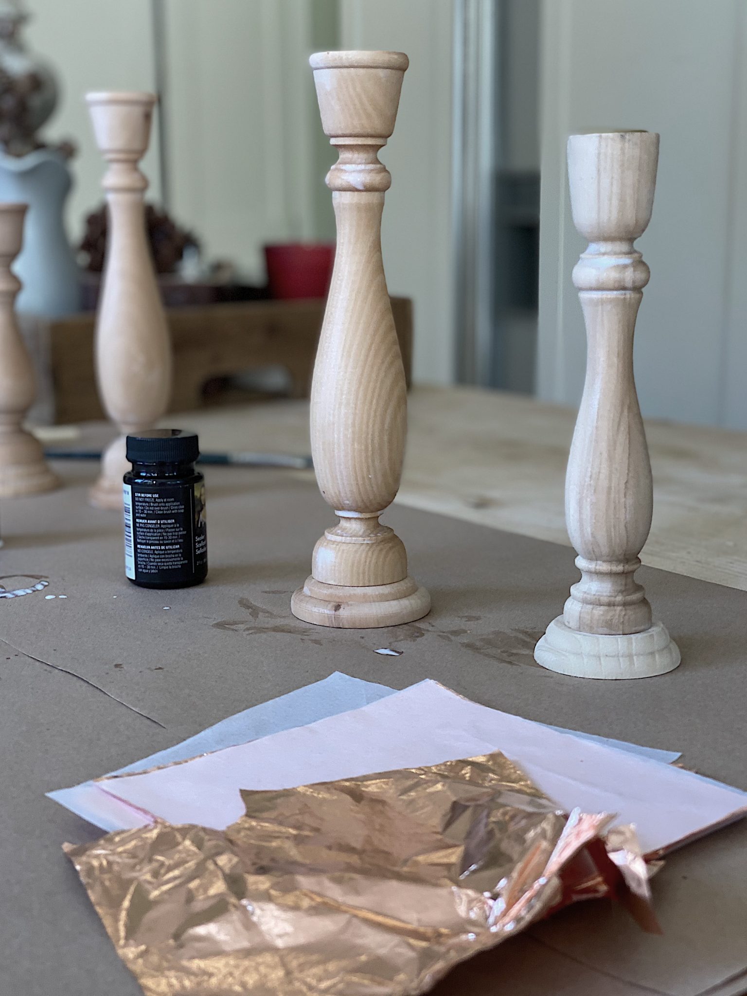 How to Make Rose Gold Leaf Candlesticks 1