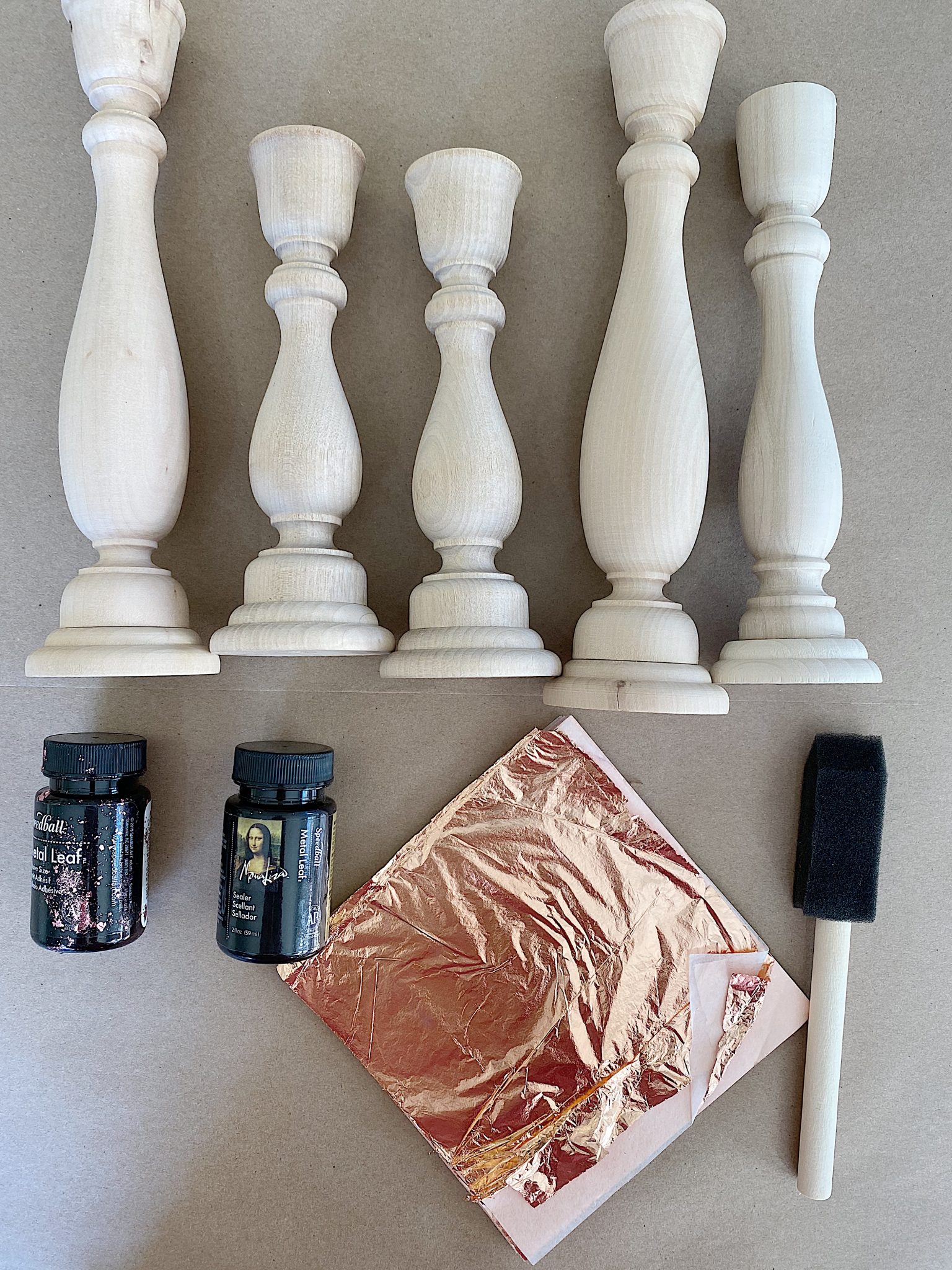 Materials to Make Rose Gold Candlesticks