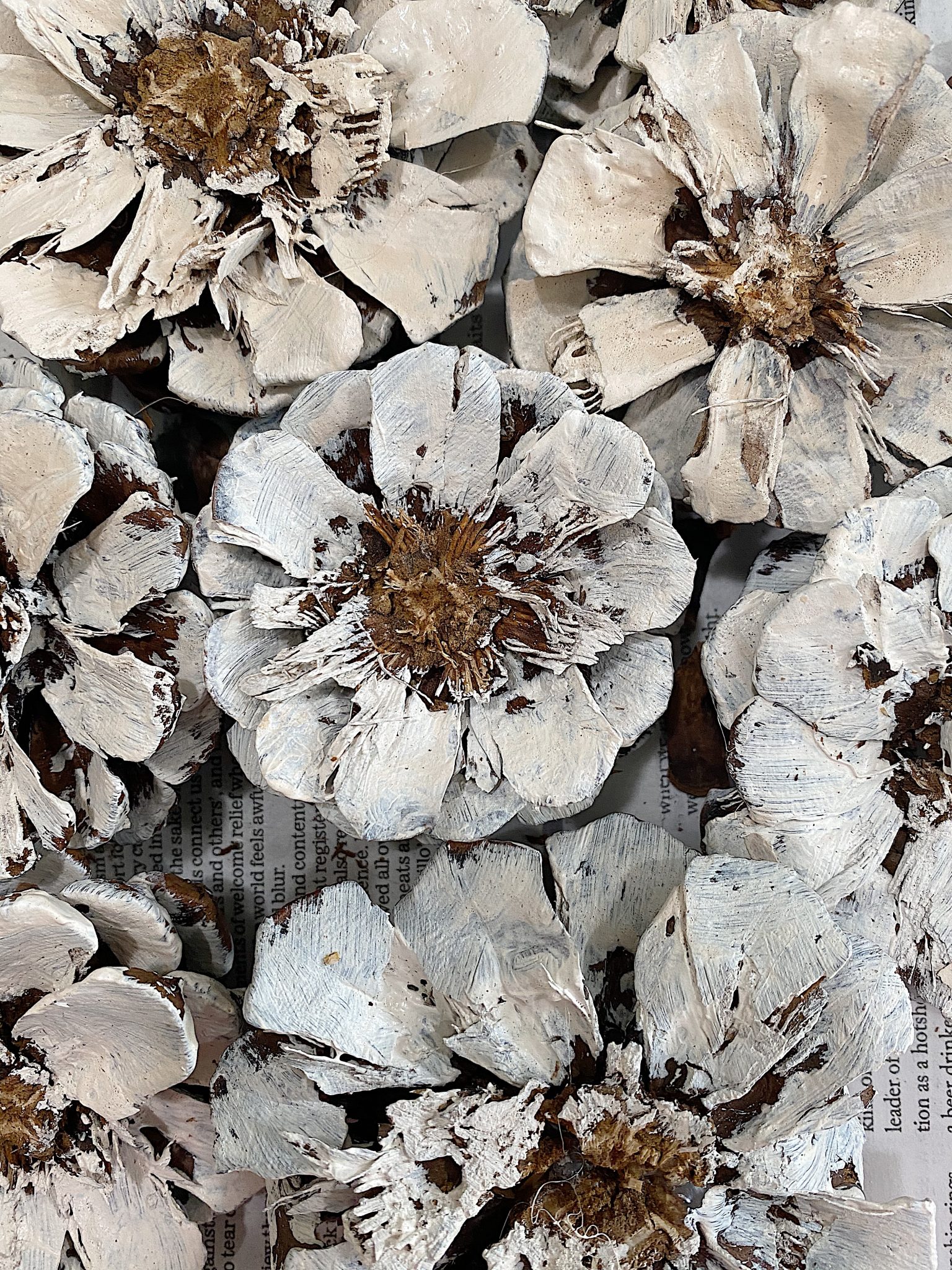 Pine Cone Wreath DIY Flowers Painted Close Up