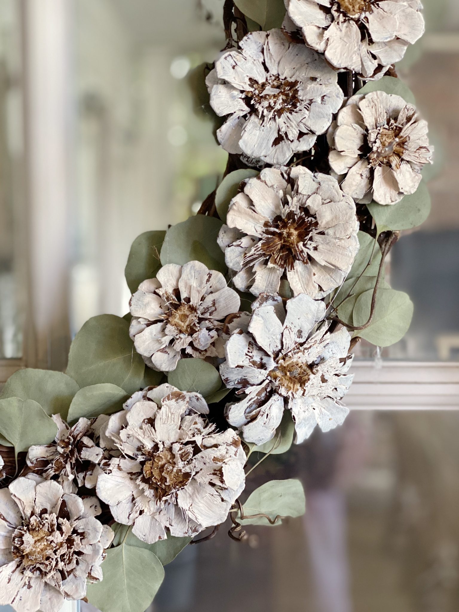 Pine Cone Wreath DIY with Eucalyptus Leaves