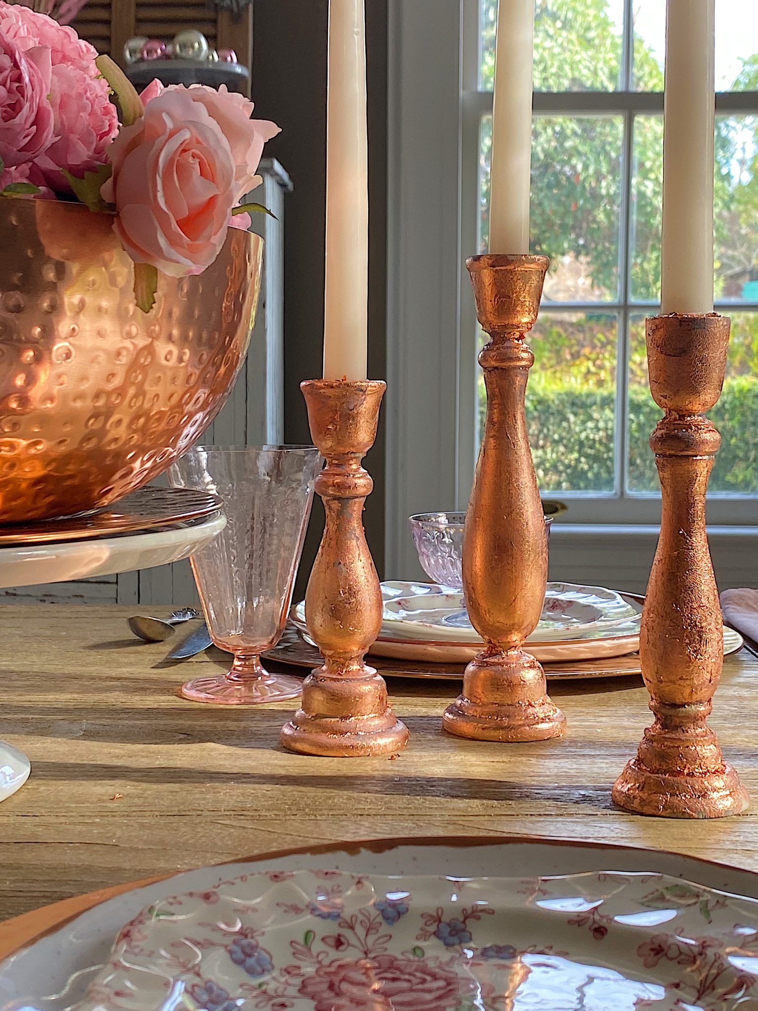 Rose Gold DIY Candlestick Holders