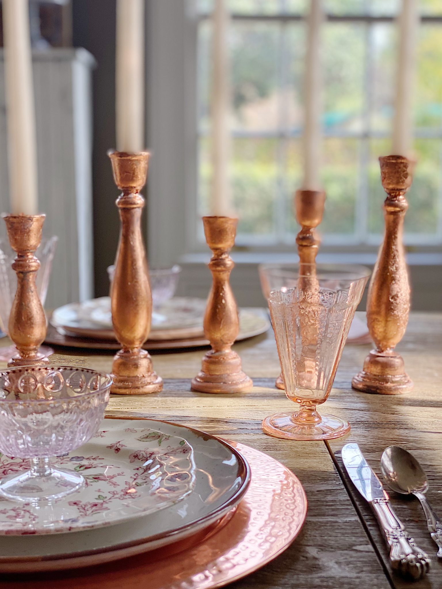 Rose Gold Handmade Candlesticks