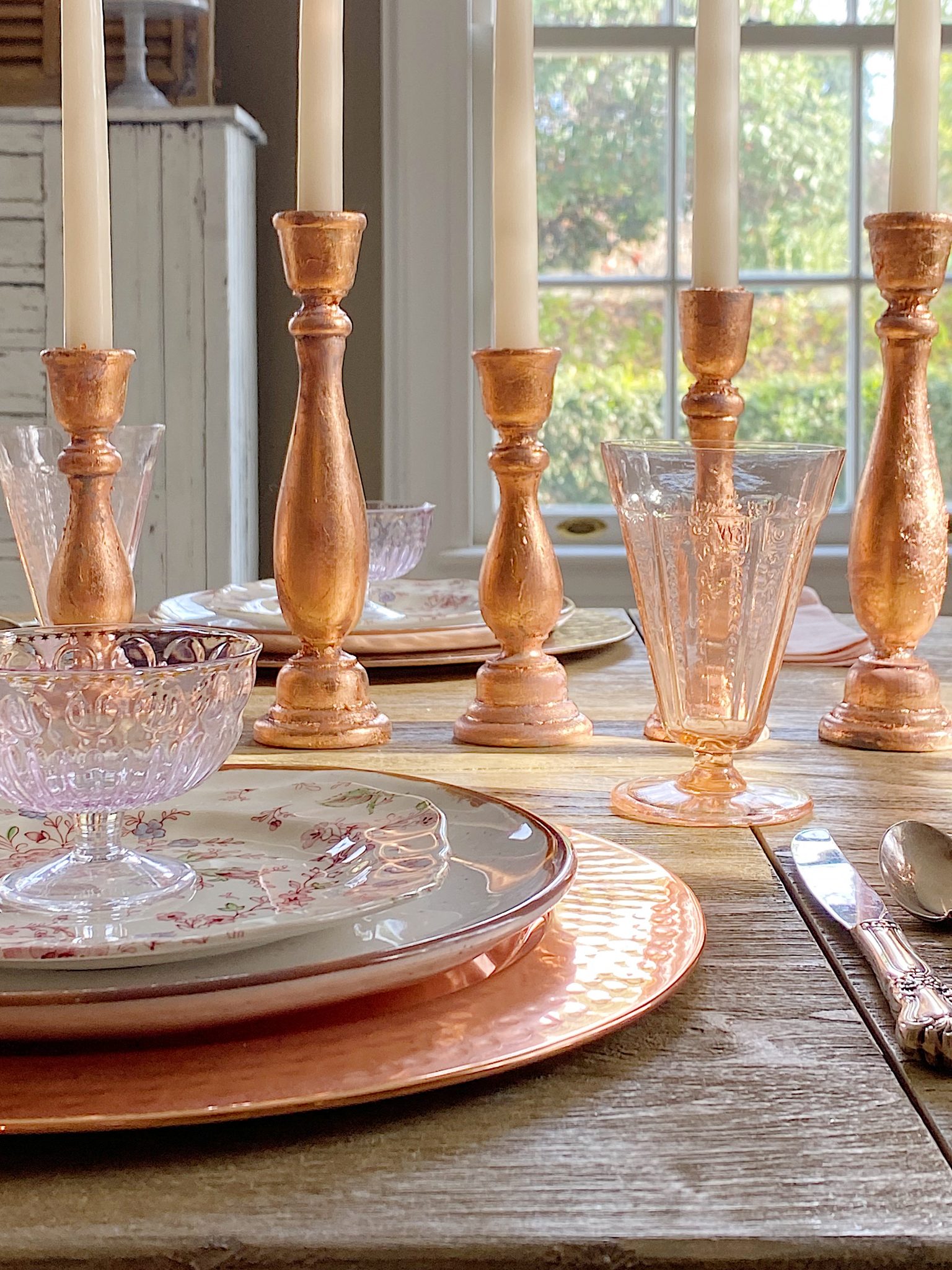Rose Gold Wood Candlesticks DIY