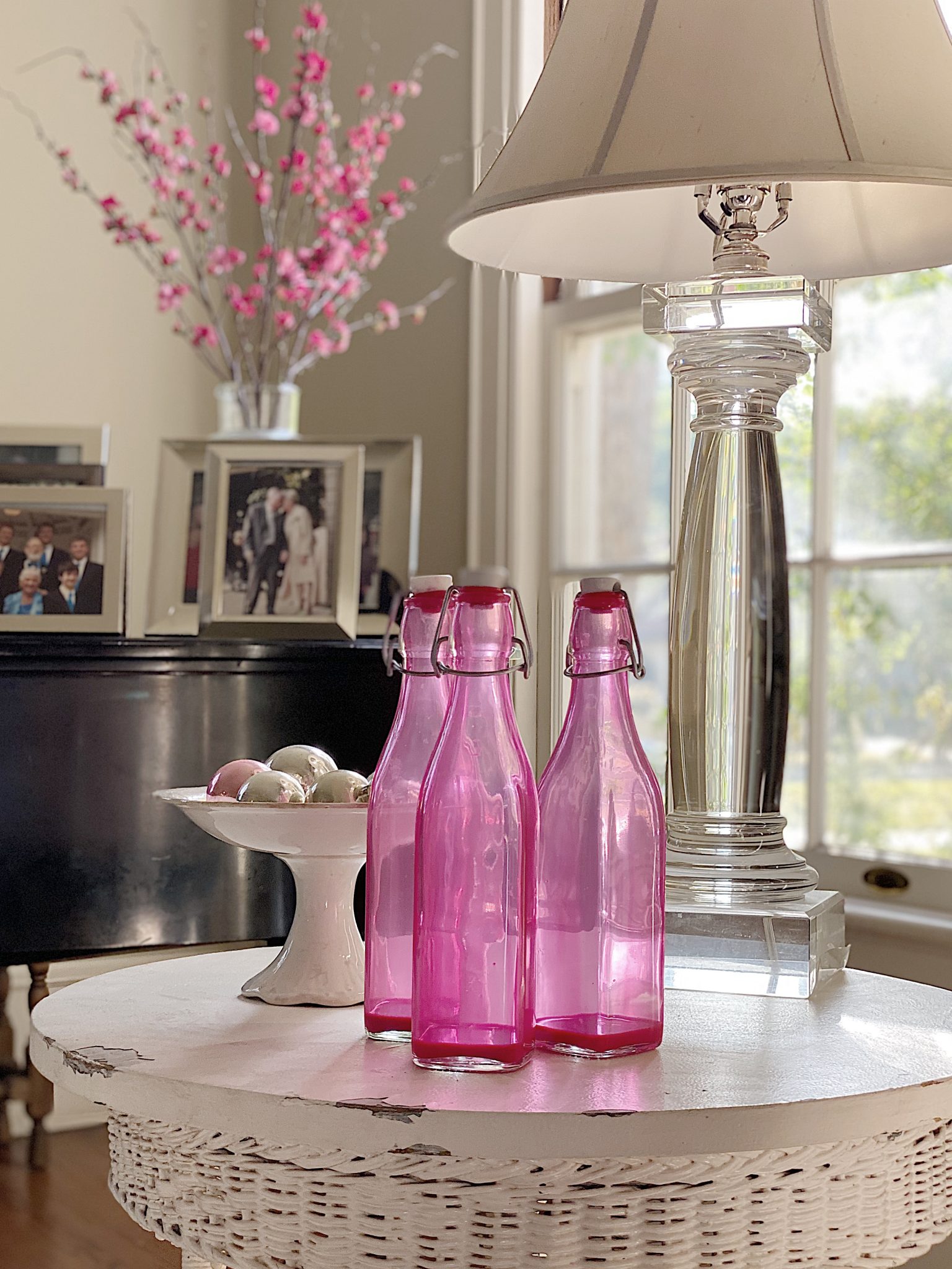Valentine Decorating with DIY Pink Bottles