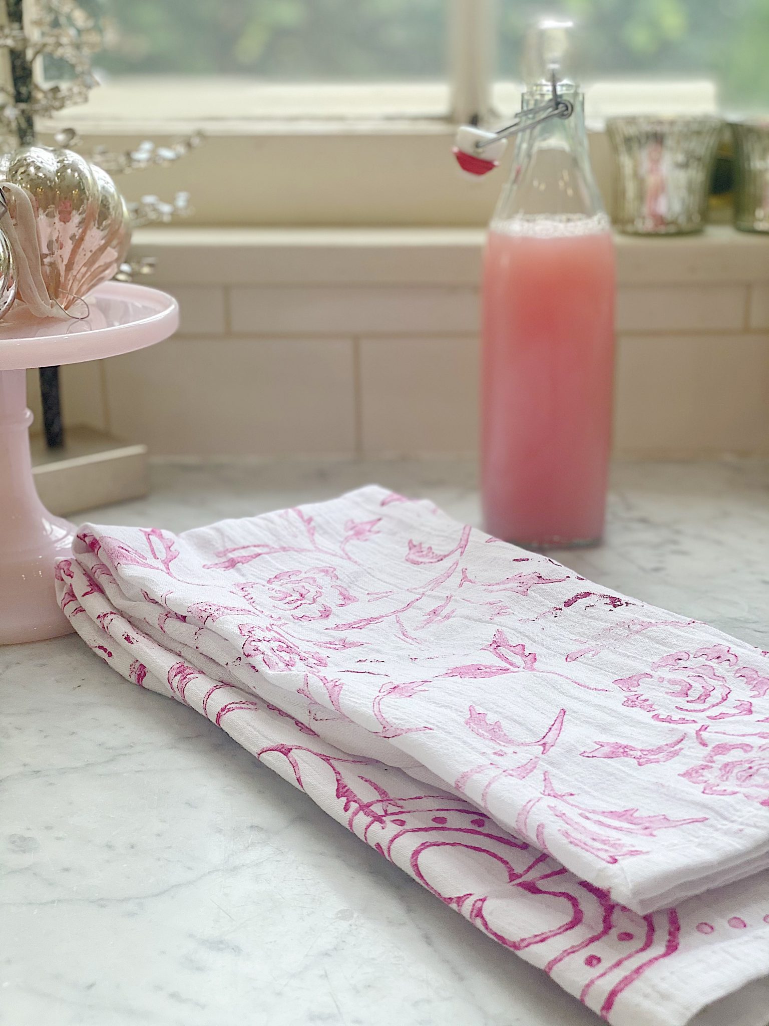 Valentine Dish Towels and Pink Soap