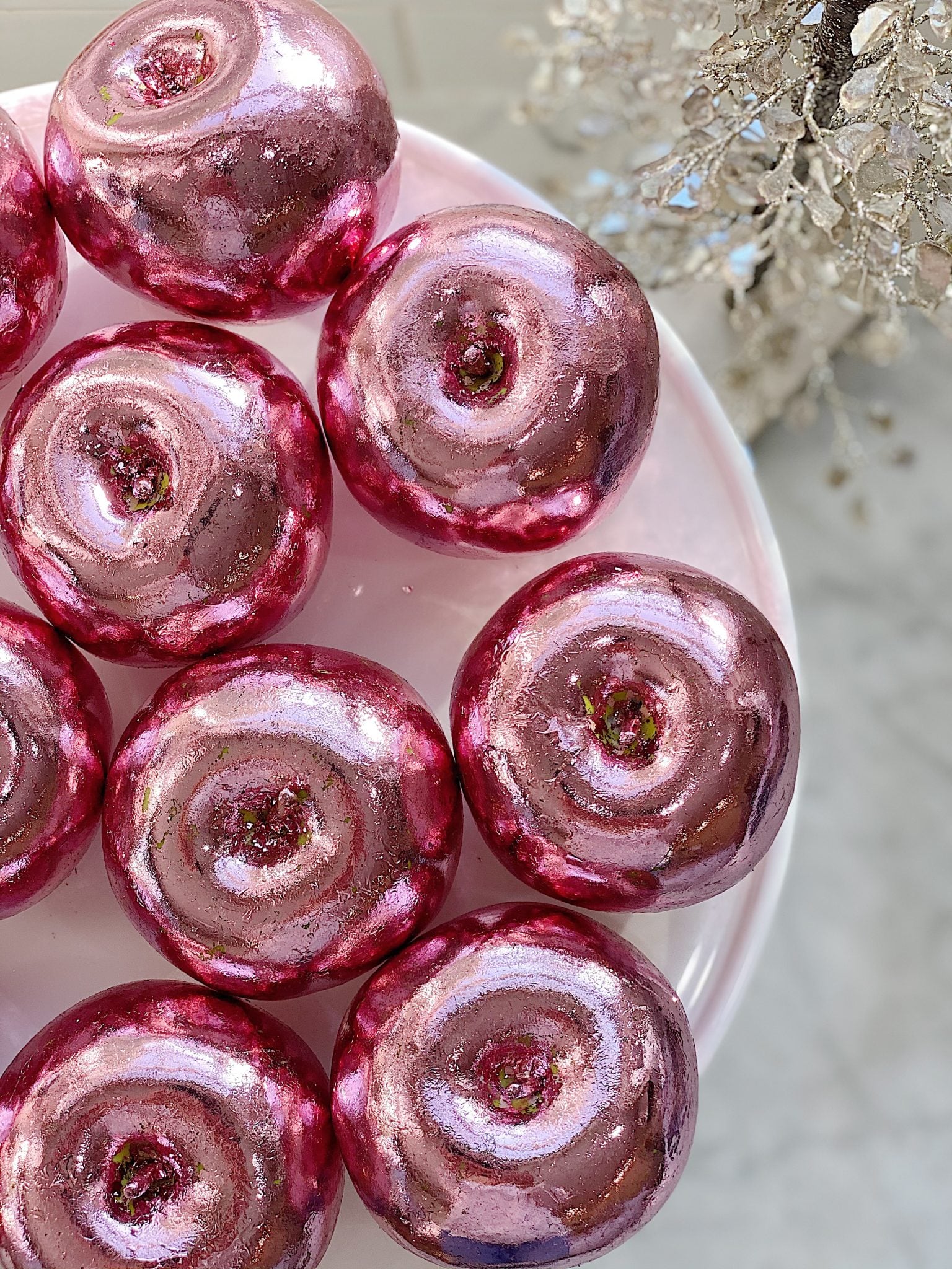 Valentines Day Craft Pink Foil Leaf Apples 6