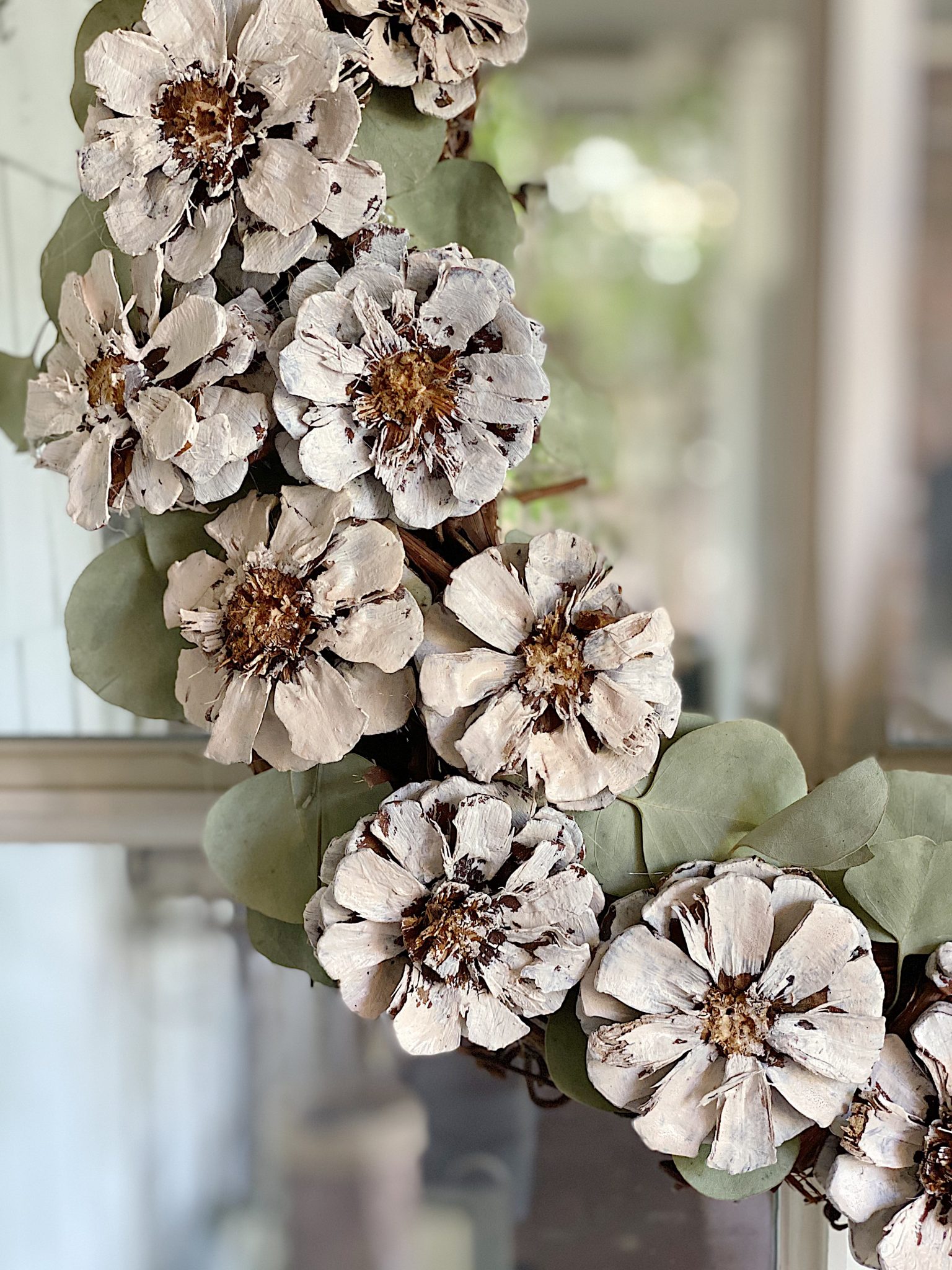 White Pine Cone Wreath DIY