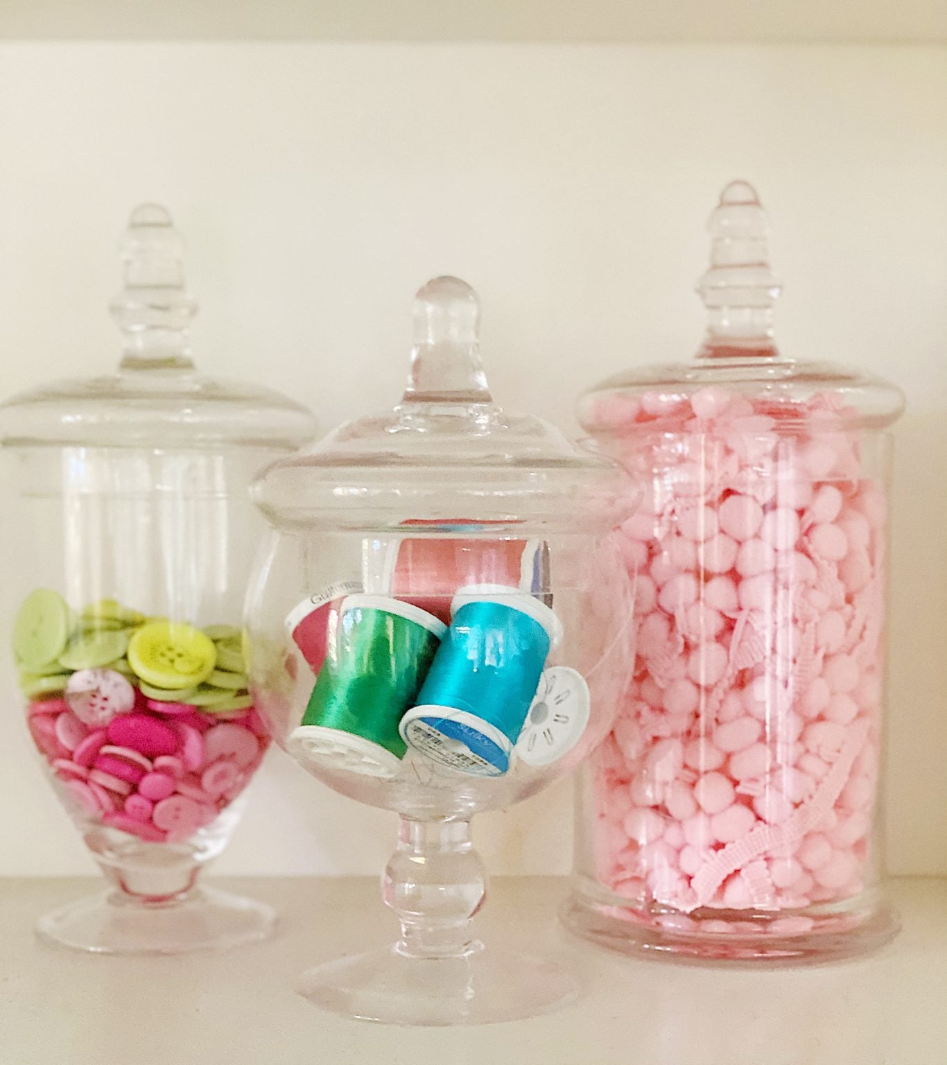 Apothecary Glass Jars in the Craft Room