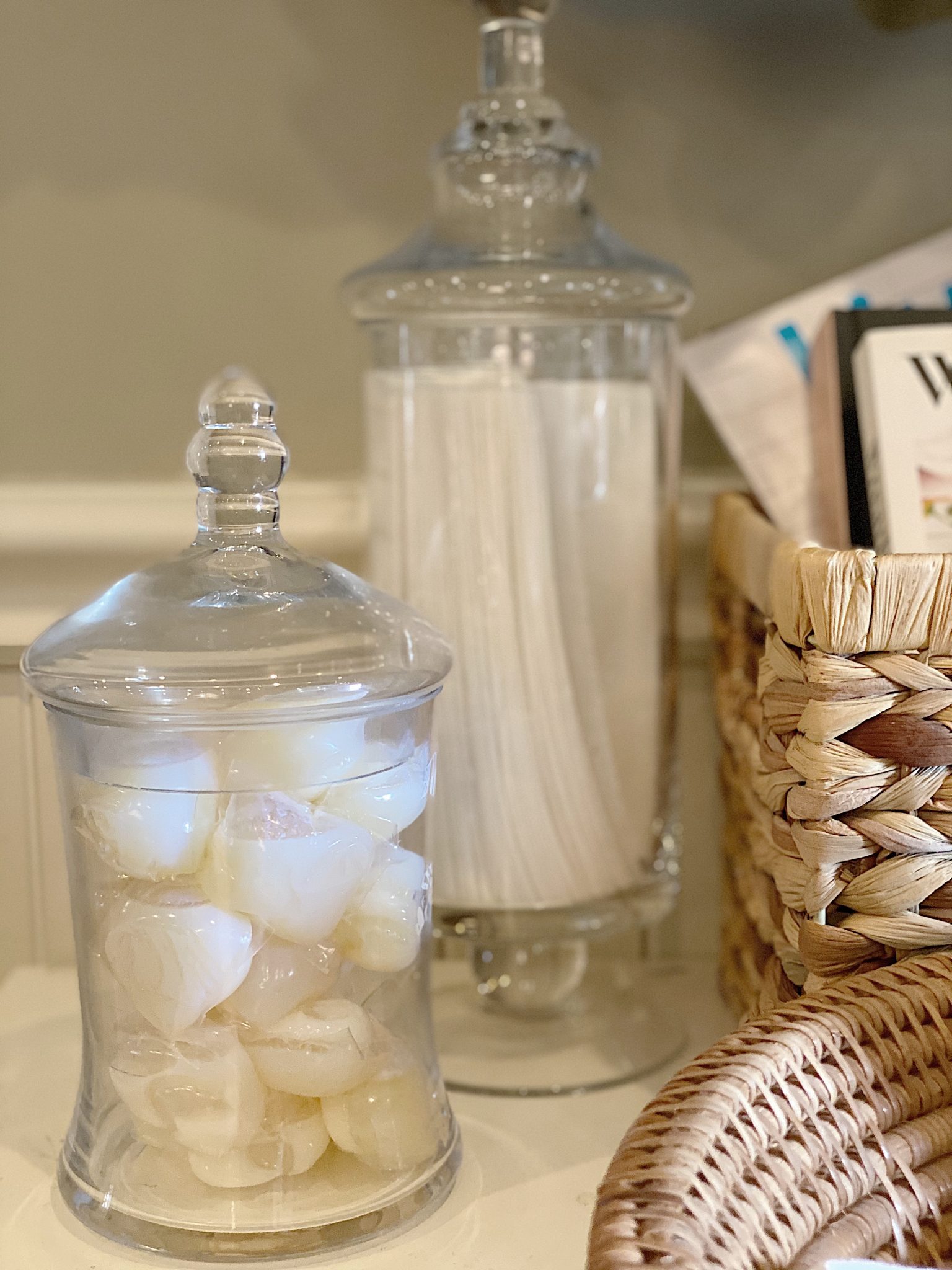 Apothecary Glass Jars in the Laundry Room